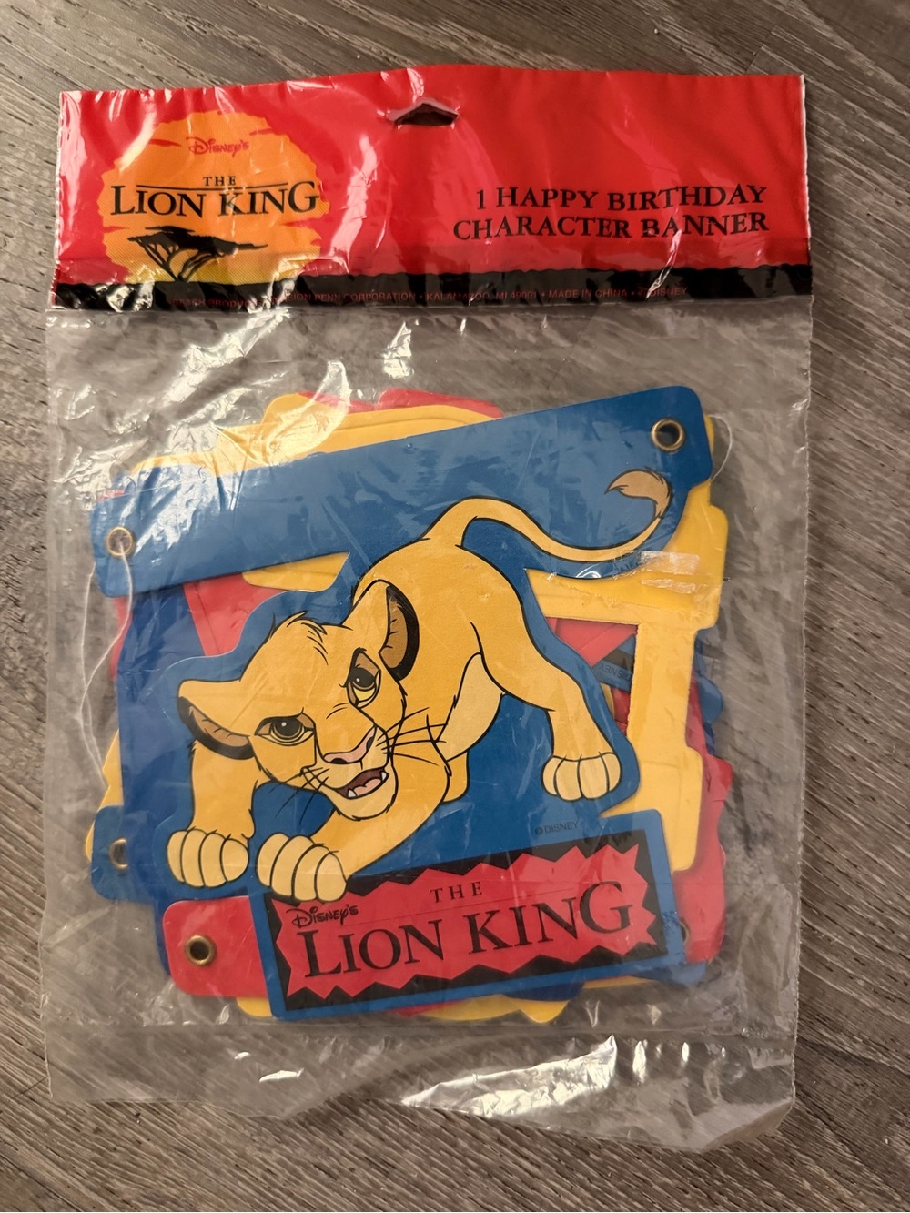 Disney Lion King Yellow & Blue Birthday Character Banner Garland